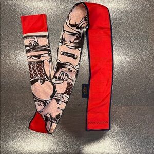 Louis Vuitton Red and Pink Silk Bandeau